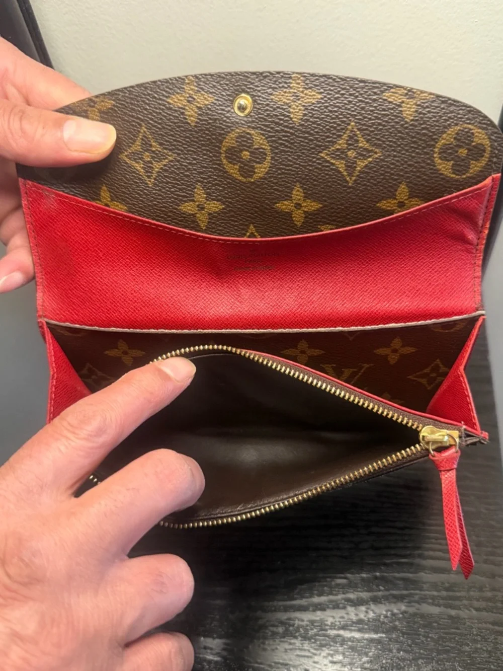 Louis Vuitton Emily Wallet Monogram Canvas Red Interior Long Wallet Authentic - Picture 8 of 15